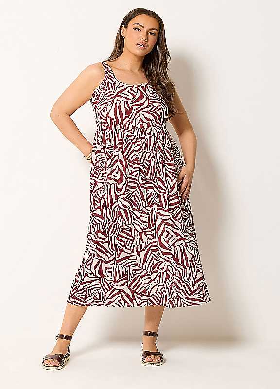 Yours Women's Burgundy Zebra Textured Smock Dress In Size 22-24 - Image 2