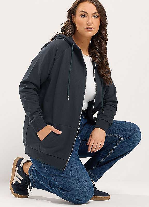 Yours Women's Zip Through Hoodie in Dark Navy | Size: 20 - Image 2