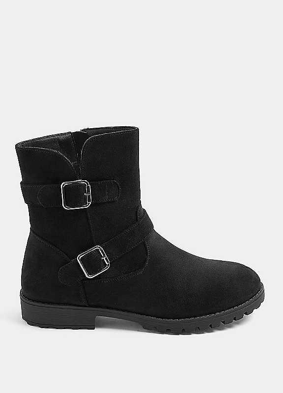 Yours Curve Women's Faux Suede Double Buckle Boots In E Wide Fit - Image 3
