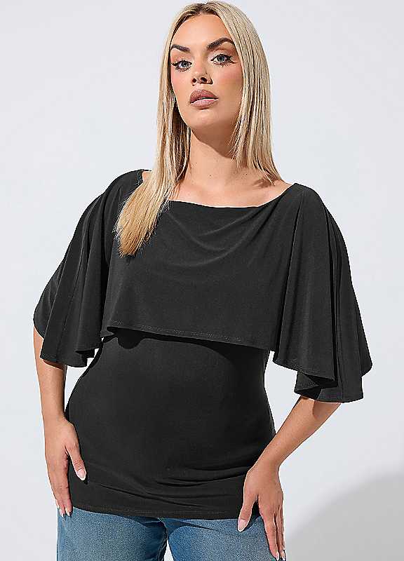Yours Women's Black Cape Top In | : 22/24 - Image 7