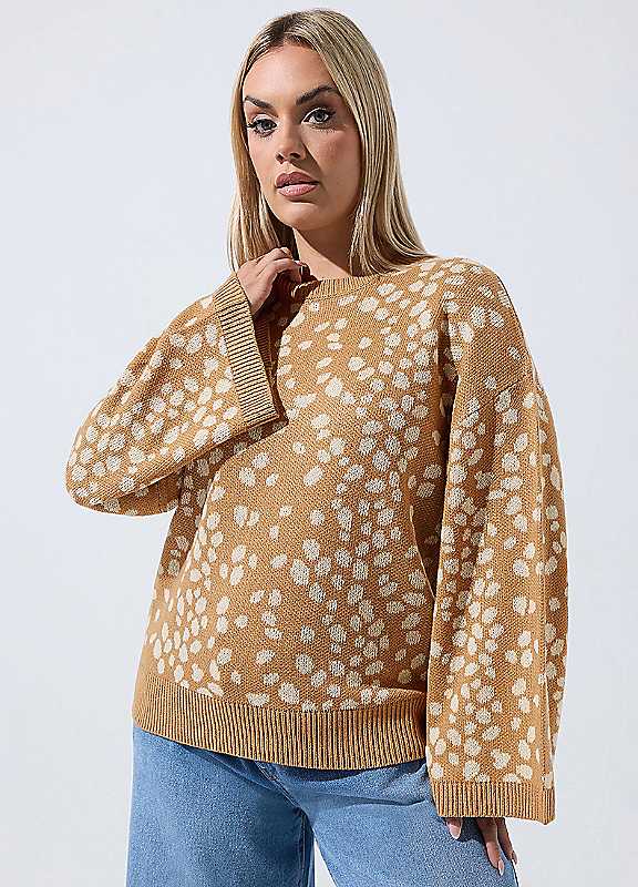 Yours Women's Brown Deer Knitted Jumper In | Size: 22/24 - Image 2