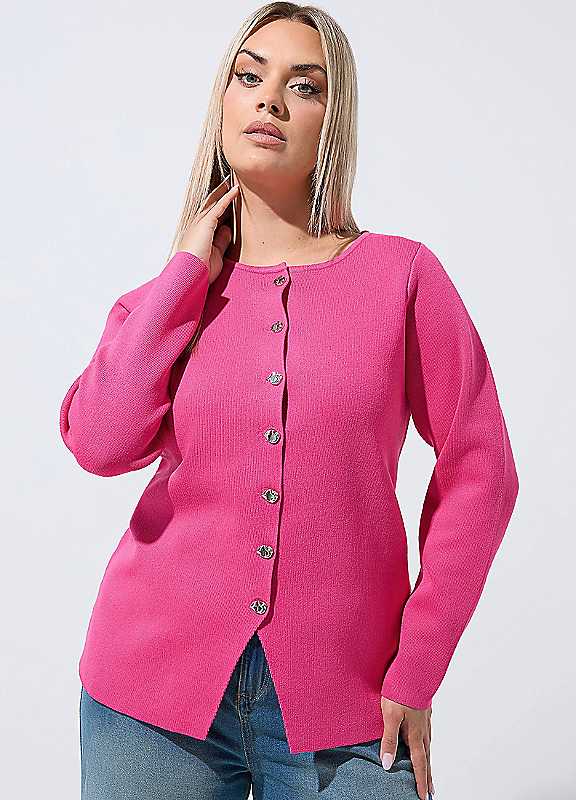 Yours Women's Long Sleeve Knitted Top in Pink | Size: 26-28 - Image 7