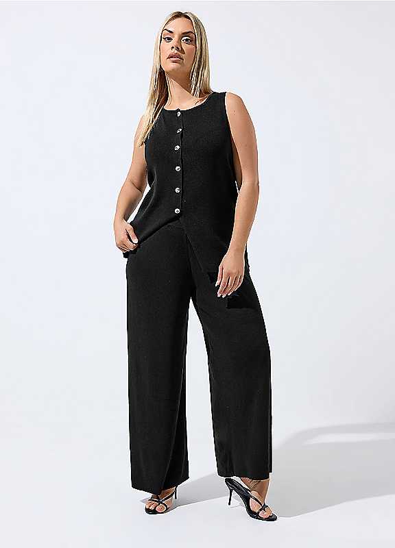 Yours Curve Women's Black Limited Knitted Trousers - Image 3
