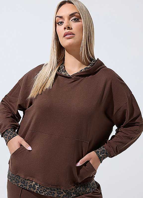 Yours Curve Women's Brown Limited Leopard Hoodie - Image 7