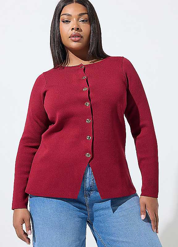 Yours Women's Long Sleeve Knitted Top in Red | Size: 14 - Image 6