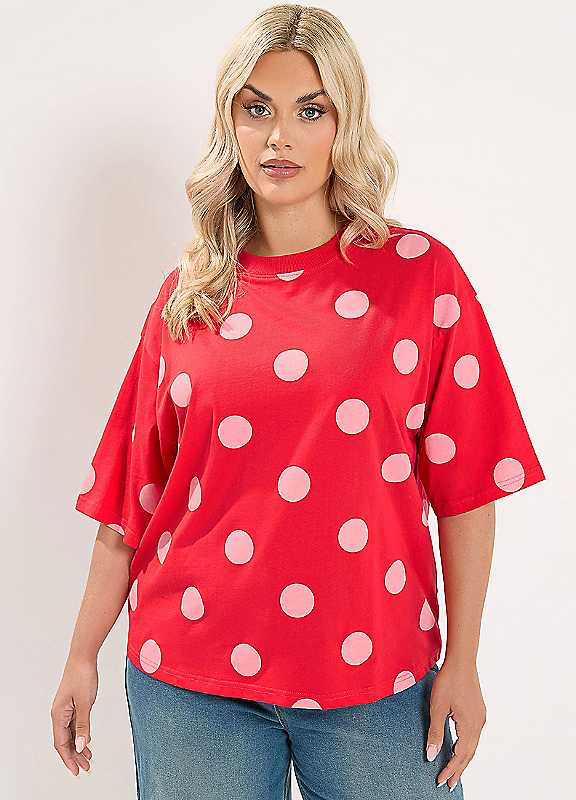 Yours Women's Red Polka Dot T-Shirt In | Size: 20 - Image 6