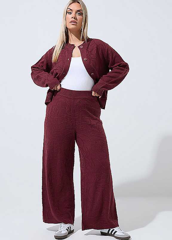 Yours Women's Red Jacquard Trousers In | Size: 14-16 - Image 6