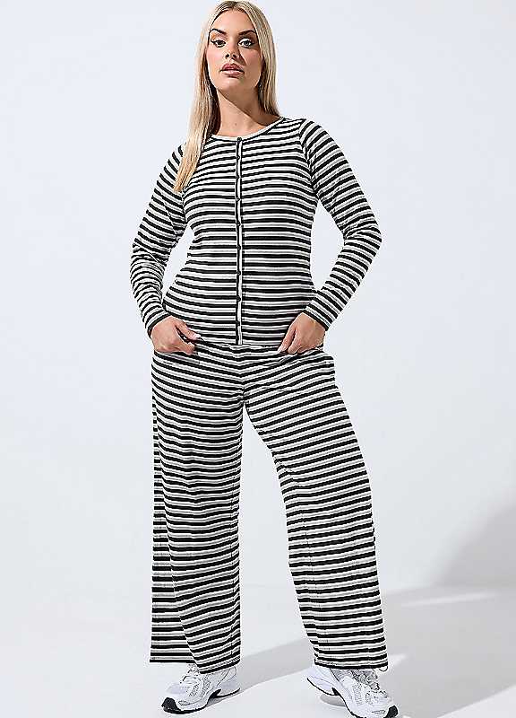 Yours Women's Black Stripe Trousers In | Size: 18 - Image 6