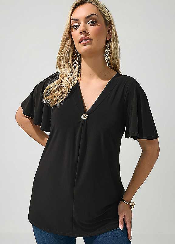 Yours Women's Black Buckle Swing Top In | Size: 22/24 - Image 2