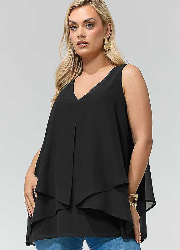 Yours Women's Black Layered Blouse In | : Size 22 - Image 2