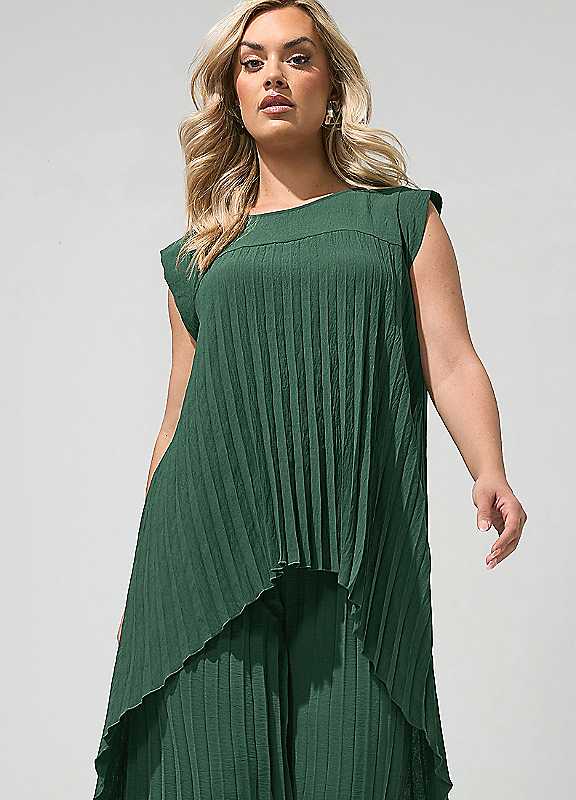 Yours Women's Green London Curve Pleated Top