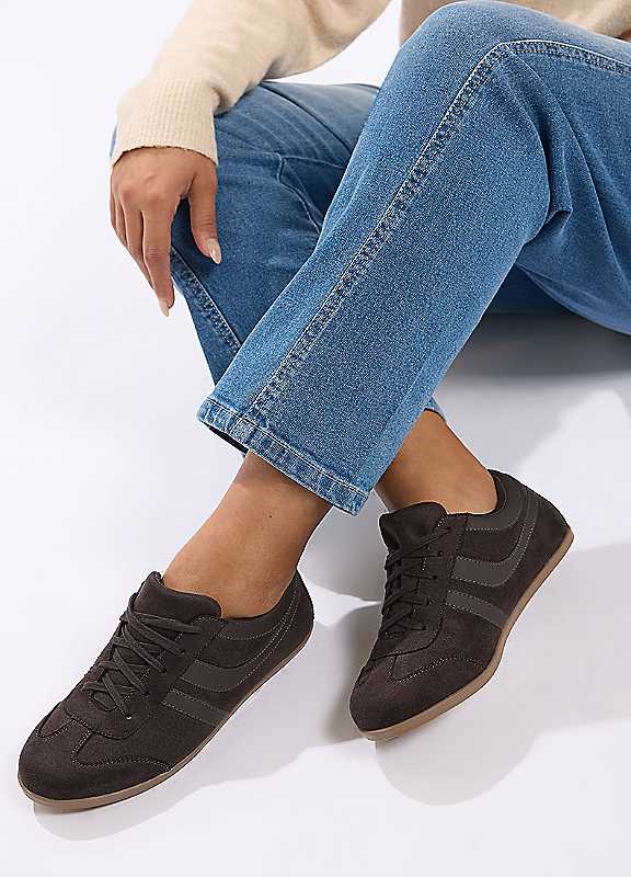 Yours Women's Brown Retro Stripe Trainers In Extra Wide Eee Fit In | Size: 8Eee - Image 3