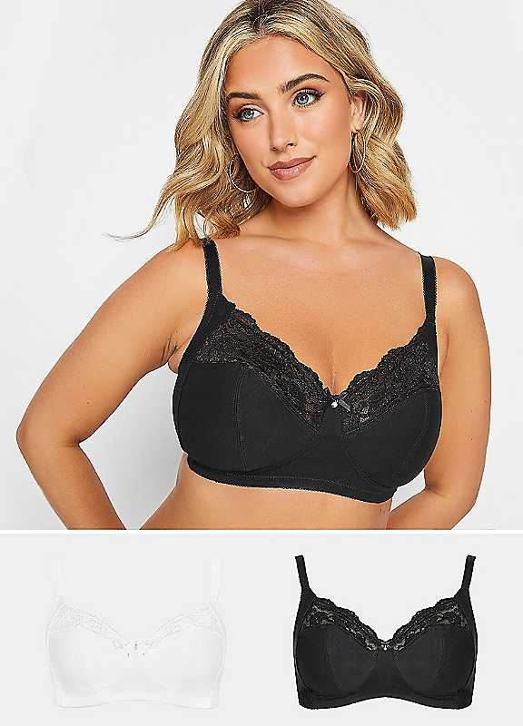 Yours Women's Black 2 Pack Non-Wired Soft Cup Bras In | : 50C - Image 3