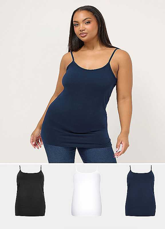 Yours 3 Pack Cami Vests, Multi, Size 26-28, Women - Image 4
