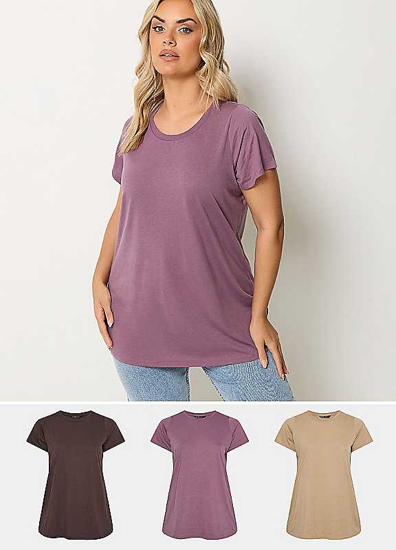 Yours Women's Multicolor 3 Pack Core T-Shirts | Size: 22/24 - Image 7