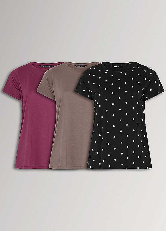 Yours Women's 3 Pack Polka Dot Core T-Shirts | Size: 26-28 - Image 5