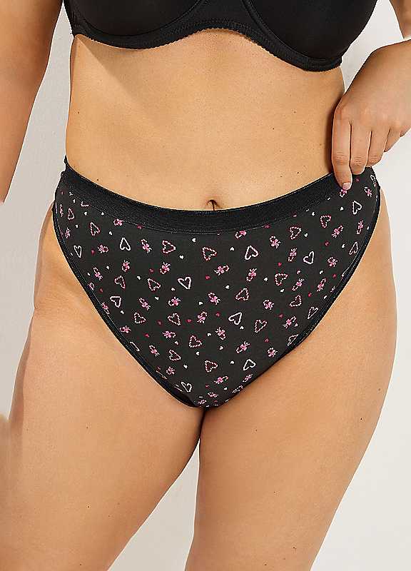 Yours Women's Black Pack Of 5 Curve Candy Cane Thongs - Image 3