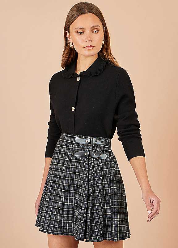 Yumi Women's Black Check Pleated Mini Skirt - Size 16 Uk - Image 4