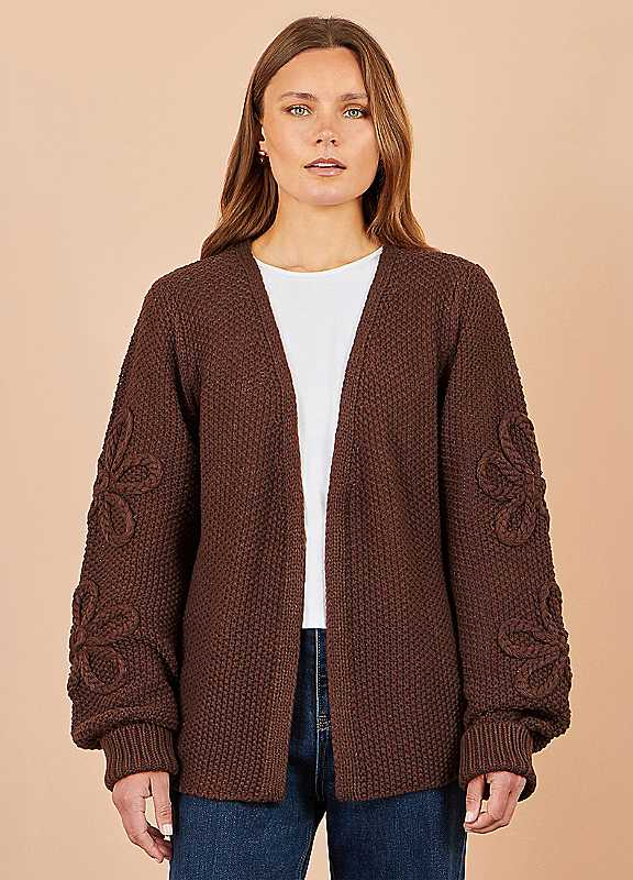 Yumi Brown Edge To Edge Cardigan
