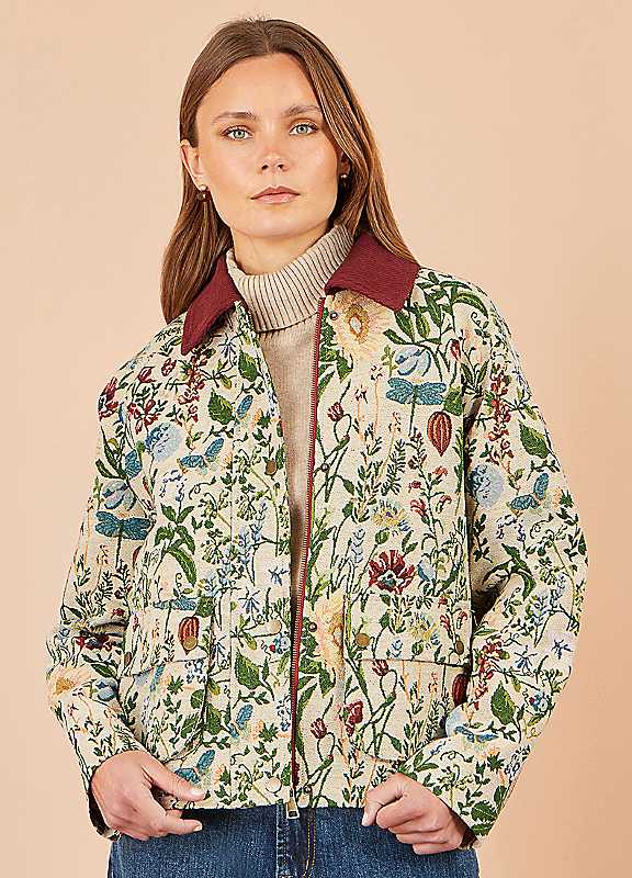 Yumi Women's Multicolor Floral Woven Bomber Jacket | : Size 8 - Image 2
