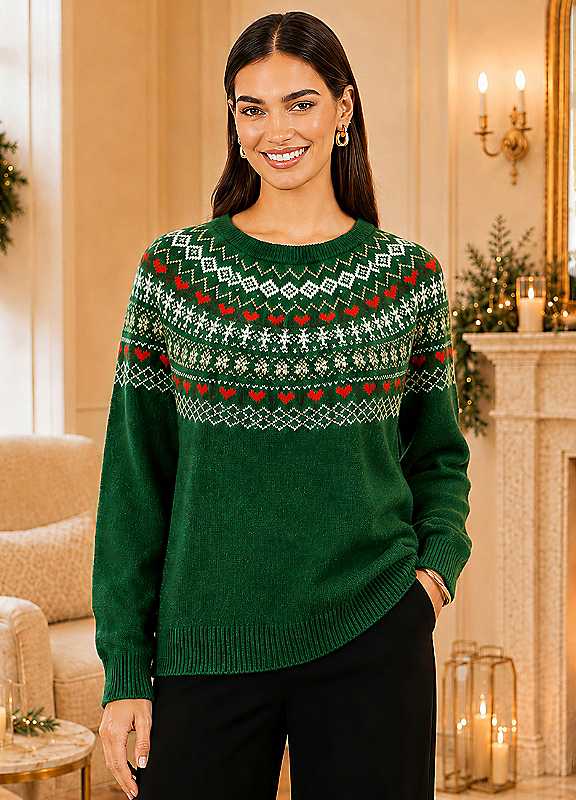Yumi Women's Relaxed Fairisle Jumper in Chocolate | Size: Small - Image 6