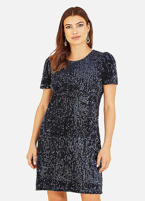 Yumi Women's Navy Sequin Tunic Dress | Size: 10 - Image 7
