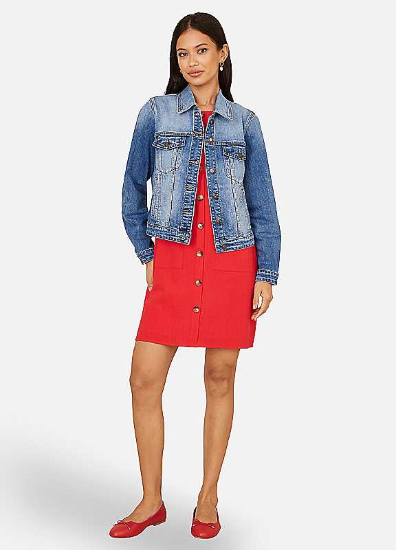 Yumi Women's Blue Stretch Washed Denim Jacket | : Size 8 - Image 7